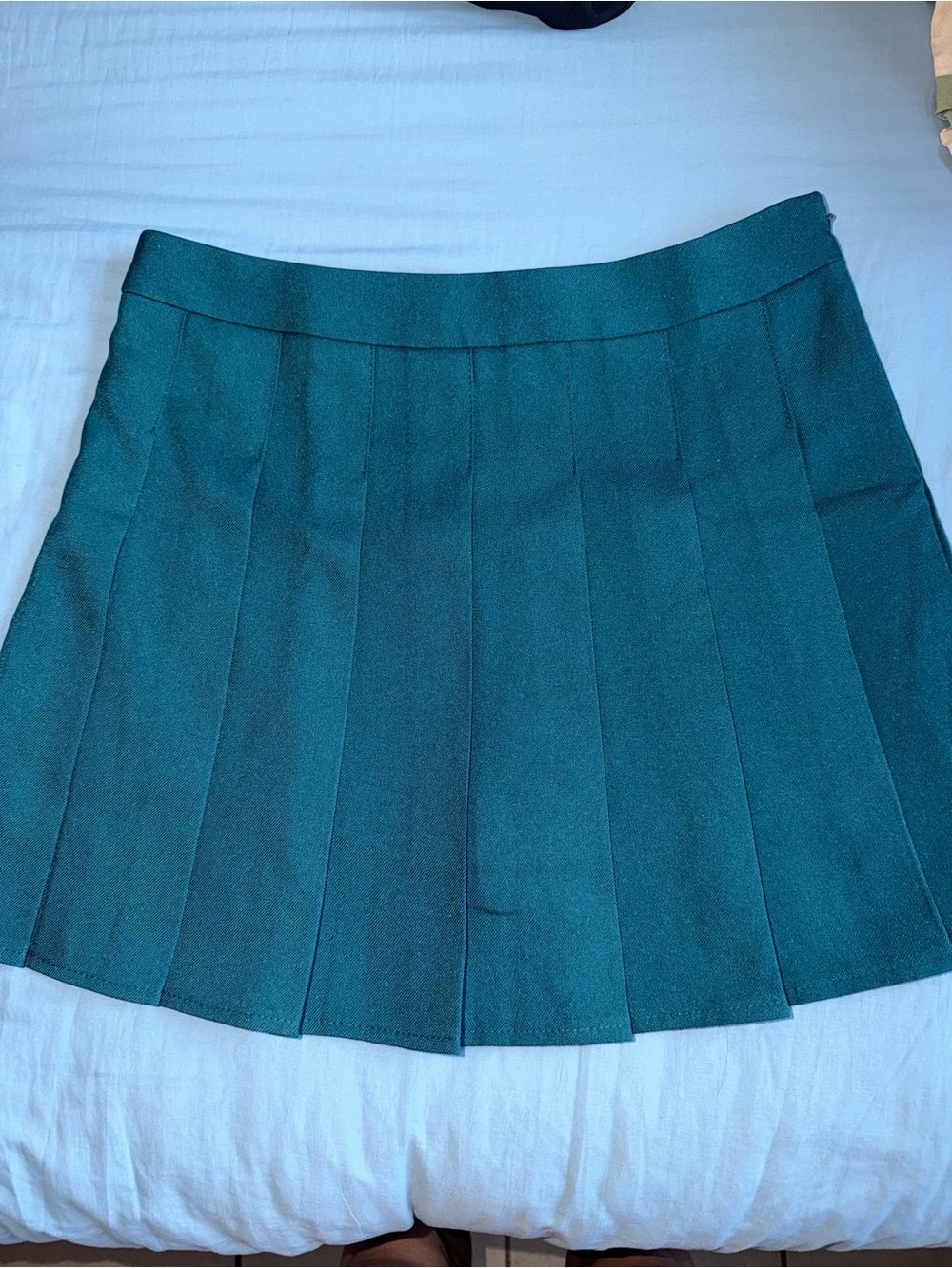 High-Rise Teal Pleated Mini Skirt